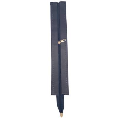 Angel Çanta Aksesuar 40 cm Derili Fermuar Lacivert Renk Light Gold Metalli - 2