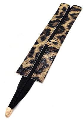 Angel Çanta Aksesuar 40 cm Derili Fermuar Rugan Croco Leopar Renk Light Gold Renk Metalli - 1