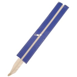 Angel Çanta Aksesuar 40 cm Derili Fermuar Saks Mavi Renk Light Gold Metalli - Angel Çanta Aksesuar