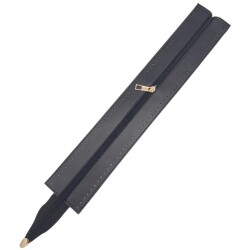 Angel Çanta Aksesuar 40 cm Derili Fermuar Siyah Renk Light Gold Metalli - Angel Çanta Aksesuar