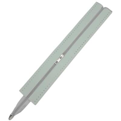 Angel Çanta Aksesuar 40 cm Derili Fermuar Su Yeşili Renk Gümüş Metalli - 1