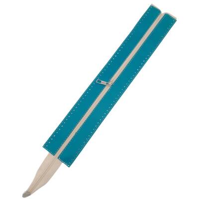 Angel Çanta Aksesuar 40 cm Derili Fermuar Turkuaz Renk Light Gold Metalli - 1