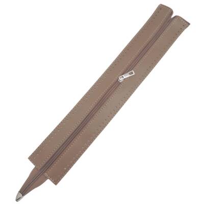 Angel Çanta Aksesuar 40 cm Derili Fermuar Vizon Renk Gümüş Metalli - 1