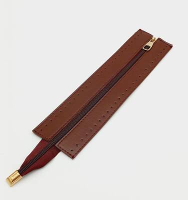 Angel Çanta Aksesuar Bordo Renk 28 Cm Derili Fermuar Light Gold Metalli - 1