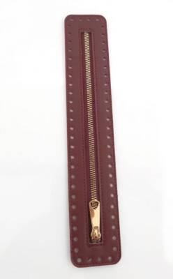 Angel Çanta Aksesuar Derili Fermuar Yeni Model Bordo 30 Cm Light Gold - 1