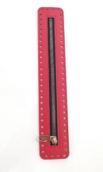 Angel Çanta Aksesuar Derili Fermuar Yeni Model Kırmızı 30 Cm Gümüş - Angel Çanta Aksesuar