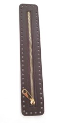 Angel Çanta Aksesuar Derili Fermuar Yeni Model Koyu Kahve 30 Cm Light Gold - Angel Çanta Aksesuar