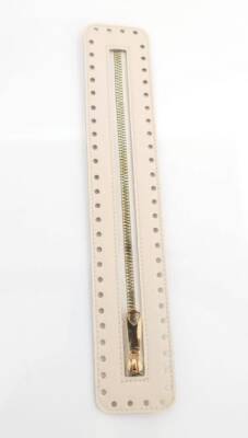 Angel Çanta Aksesuar Derili Fermuar Yeni Model Krem 30 Cm Light Gold - 1