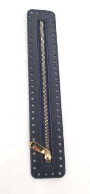 Angel Çanta Aksesuar Derili Fermuar Yeni Model Lacivert 30 Cm Light Gold - 1