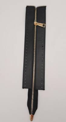 Angel Çanta Aksesuar Gerçek Derili 28 Cm Siyah Renk Fermuar Light Gold Metalli - 2