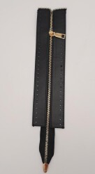 Angel Çanta Aksesuar Gerçek Derili 28 Cm Siyah Renk Fermuar Light Gold Metalli - 2