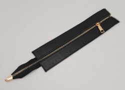 Angel Çanta Aksesuar Gerçek Derili 28 Cm Siyah Renk Fermuar Light Gold Metalli - 3