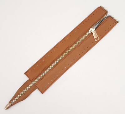 Angel Çanta Aksesuar Gerçek Derili 28 Cm Taba Renk Fermuar Light Gold Metalli - 1