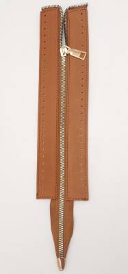 Angel Çanta Aksesuar Gerçek Derili 28 Cm Taba Renk Fermuar Light Gold Metalli - 2