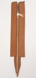 Angel Çanta Aksesuar Gerçek Derili 28 Cm Taba Renk Fermuar Light Gold Metalli - 2