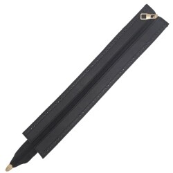 Angel Çanta Aksesuar Gerçek Derili 40 cm Siyah Renk Fermuar Light Gold Metalli - Angel Çanta Aksesuar