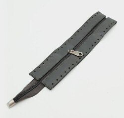 Angel Çanta Aksesuar Gri Renk 28 Cm Derili Fermuar Gümüş Metalli - Angel Çanta Aksesuar