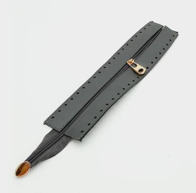 Angel Çanta Aksesuar Gri Renk 28 Cm Derili Fermuar Light Gold Metalli - 1