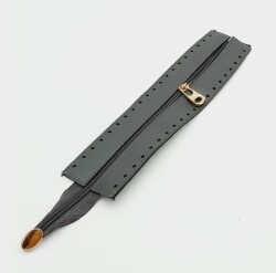 Angel Çanta Aksesuar Gri Renk 28 Cm Derili Fermuar Light Gold Metalli - Angel Çanta Aksesuar