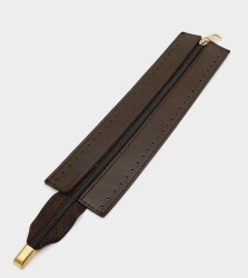 Angel Çanta Aksesuar Kahverengi Renk 28 Cm Derili Fermuar Light Gold Metalli - Angel Çanta Aksesuar