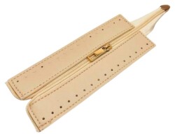 Angel Çanta Aksesuar Krem Renk 17 Cm Derili Fermuar Light Gold Metalli - Angel Çanta Aksesuar