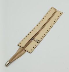 Angel Çanta Aksesuar Krem Renk 28 Cm Derili Fermuar Gümüş Metalli - Angel Çanta Aksesuar