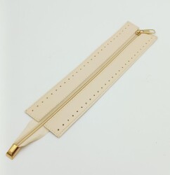 Angel Çanta Aksesuar Krem Renk 28 Cm Derili Fermuar Light Gold Metalli - Angel Çanta Aksesuar