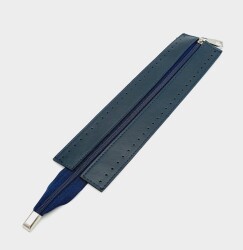 Angel Çanta Aksesuar Lacivert Renk 28 Cm Derili Fermuar Gümüş Metalli - Angel Çanta Aksesuar