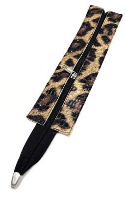 Angel Çanta Aksesuar Rugan Croco Leopar Renk 28 Cm Derili Fermuar Gümüş Metalli - 1