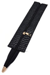 Angel Çanta Aksesuar Rugan Croco Siyah Renk 28 Cm Derili Fermuar Light Gold Metalli - Angel Çanta Aksesuar