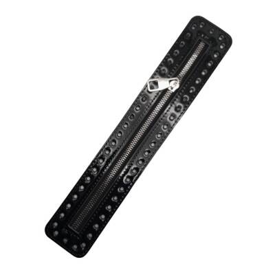 Angel Çanta Aksesuar Rugan Derili Fermuar Yeni Model Siyah Renk 30 Cm Gümüş Metalli - 1