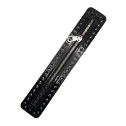 Angel Çanta Aksesuar Rugan Derili Fermuar Yeni Model Siyah Renk 30 Cm Gümüş Metalli - Angel Çanta Aksesuar