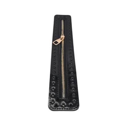 Angel Çanta Aksesuar Rugan Derili Fermuar Yeni Model Siyah Renk 30 Cm Light Gold Metalli - 3