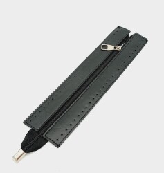 Angel Çanta Aksesuar Siyah Renk 28 Cm Derili Fermuar Gümüş Metalli - Angel Çanta Aksesuar