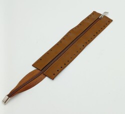 Angel Çanta Aksesuar Taba Renk 28 Cm Derili Fermuar Gümüş Metalli - Angel Çanta Aksesuar