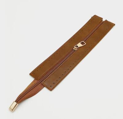 Angel Çanta Aksesuar Taba Renk 28 Cm Derili Fermuar Light Gold Metalli - 1