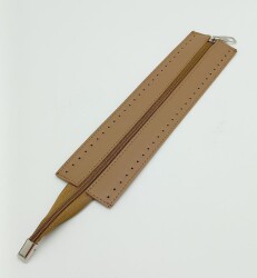 Angel Çanta Aksesuar Vizon Renk 28 Cm Derili Fermuar Gümüş Metalli - Angel Çanta Aksesuar