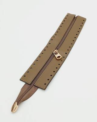 Angel Çanta Aksesuar Vizon Renk 28 Cm Derili Fermuar Light Gold Metalli - 1