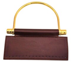 Angel Çanta Aksesuar Suni Derili Metal Çanta Sapı İpek Model Koyu Kahve Renk Light Gold Metal (Yeni Model) - 2