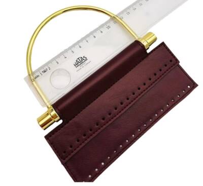 Angel Çanta Aksesuar Suni Derili Metal Çanta Sapı İpek Model Lacivert Renk Light Gold Metal (Yeni Model) - 2