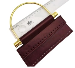 Angel Çanta Aksesuar Suni Derili Metal Çanta Sapı İpek Model Lacivert Renk Light Gold Metal (Yeni Model) - 2