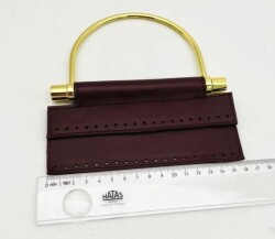 Angel Çanta Aksesuar Suni Derili Metal Çanta Sapı İpek Model Lacivert Renk Light Gold Metal (Yeni Model) - 3