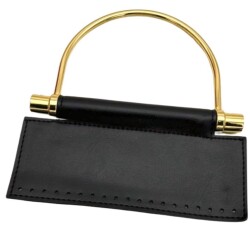 Angel Çanta Aksesuar Suni Derili Metal Çanta Sapı İpek Model Siyah Renk Light Gold Metal (Yeni Model) - 3