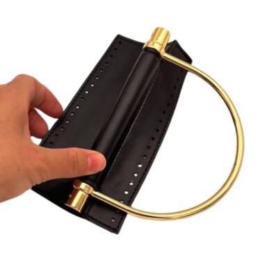 Angel Çanta Aksesuar Suni Derili Metal Çanta Sapı İpek Model Siyah Renk Light Gold Metal (Yeni Model) - 2