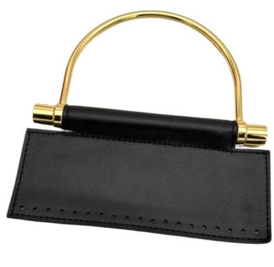 Angel Çanta Aksesuar Suni Derili Metal Çanta Sapı İpek Model Siyah Renk Light Gold Metal (Yeni Model) - 3