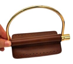 Angel Çanta Aksesuar Suni Derili Metal Çanta Sapı İpek Model Taba Renk Light Gold Metal - Angel Çanta Aksesuar