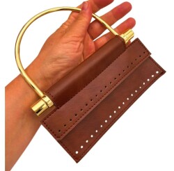 Angel Çanta Aksesuar Suni Derili Metal Çanta Sapı İpek Model Taba Renk Light Gold Metal (Yeni Model) - 3