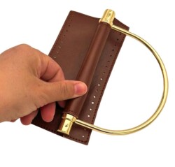 Angel Çanta Aksesuar Suni Derili Metal Çanta Sapı İpek Model Taba Renk Light Gold Metal (Yeni Model) - Angel Çanta Aksesuar