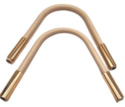 Angel Çanta Aksesuar ZT Model Suni Derili Metal Çanta Sapı Krem Renk Light Gold Metal - Angel Çanta Aksesuar