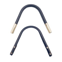 Angel Çanta Aksesuar ZT Model Suni Derili Metal Çanta Sapı Lacivert Renk Light Gold Metal - 4